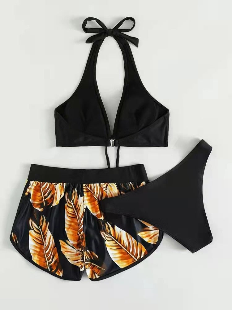 Leaf Print Bikini 3 Piece