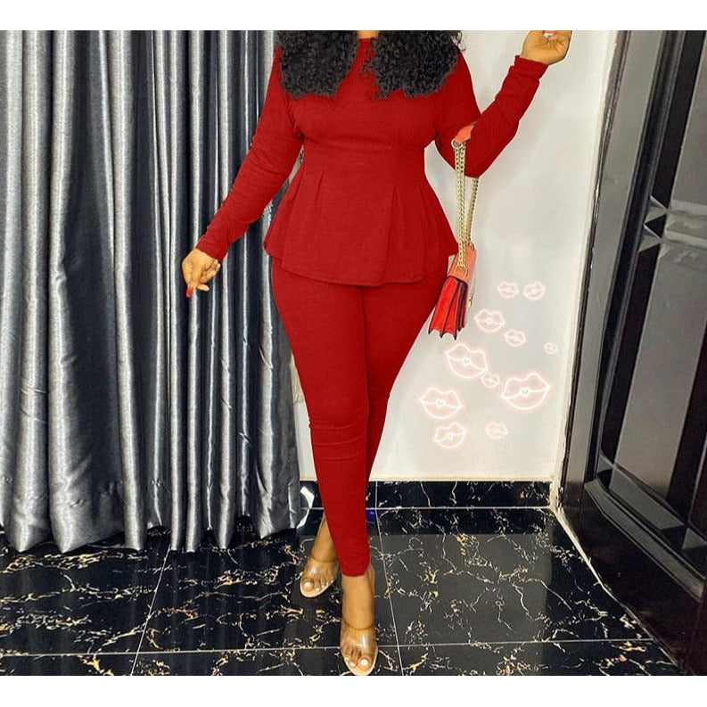 Peplum Skinny Pants Set