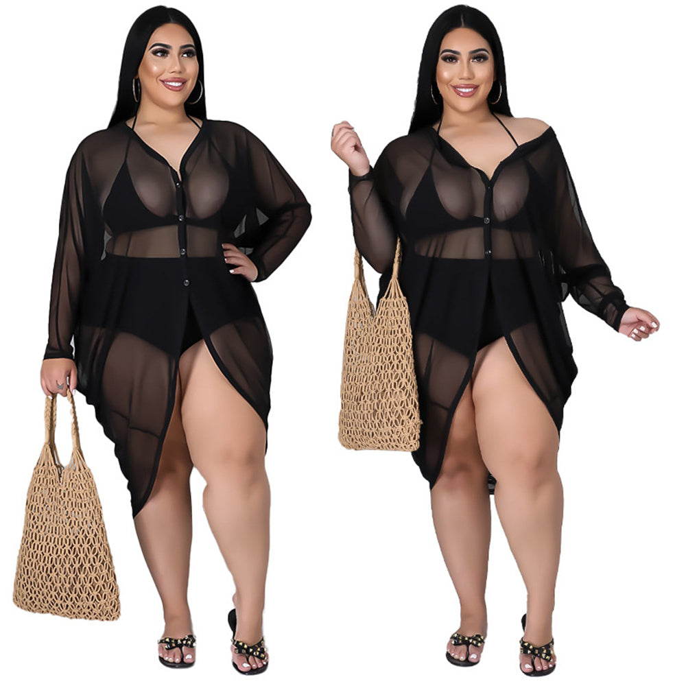 Mesh Swim Coverup Plus Size