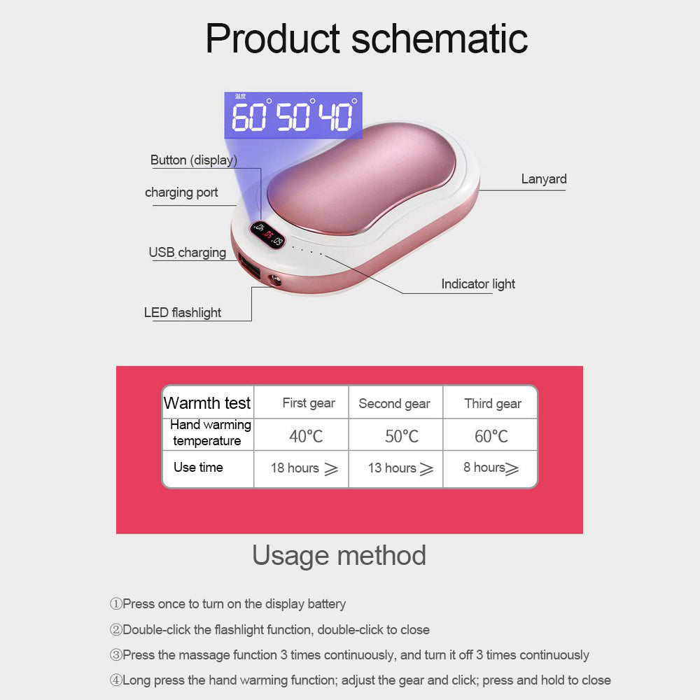 Winter Mini Hand Warmer USB Rechargeable LED