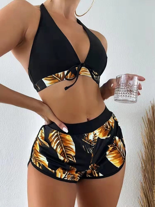 Leaf Print Bikini 3 Piece